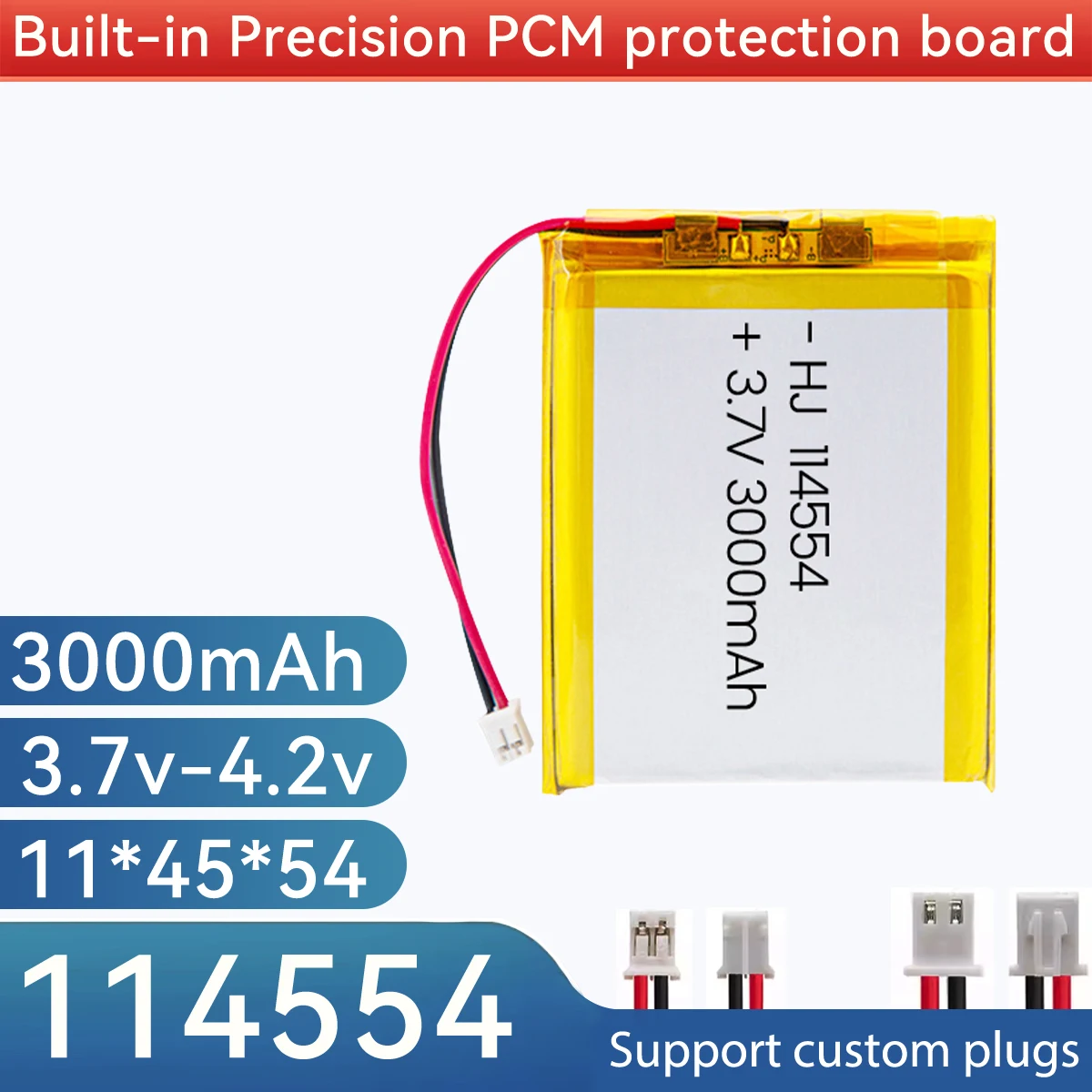 114554 3000mah 3.7V Rechargeable Lithium Li-ion Polymer Battery for 114550 104550  104555 104554 105055