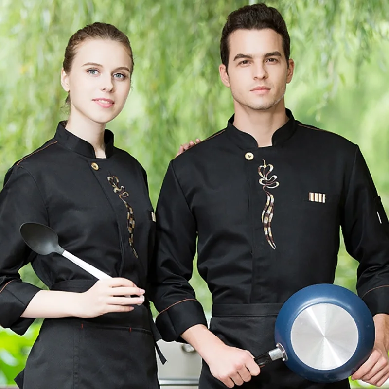 Koch mantel Männer Frauen Langarm Restaurant Uniform Koch jacke Küchen kleidung Bäcker Kellner tragen