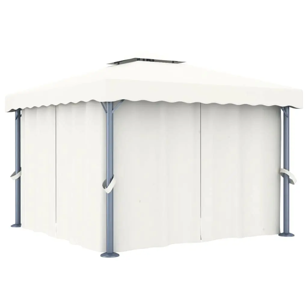 

Cream Aluminum Gazebo Curtains Netting 2-Tier Vented Roof Patio 9.8x9.8ft, Customized
