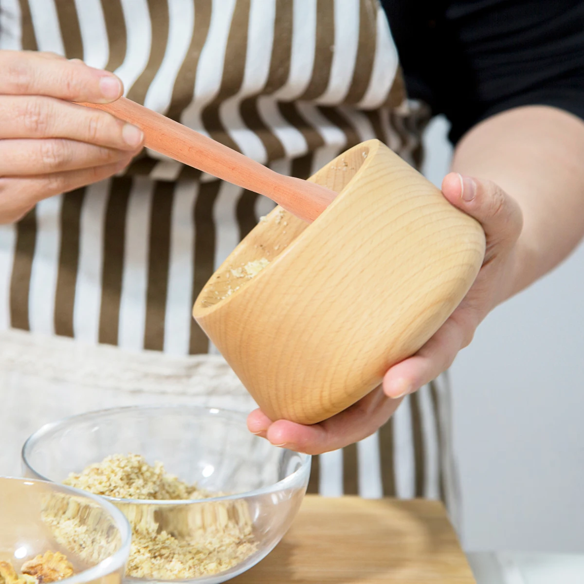 

Wood Color Pressing Rod Food Muddler Ergonomic Long Handle For Crushing Garlic Puree Soup Jelly Canning Grinding Tool