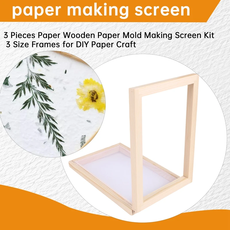 

Рамка для рукоделия из бумаги, 3 предмета, бумажная деревянная форма для изготовления бумаги, набор экранов, 3 размера рамки для DIY 12,7X17,8 см 19,8X24,8 см 24,8X33,0 см