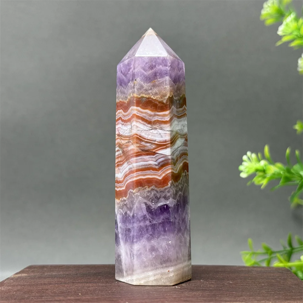 Natural Fantasy Amethyst Agate Obelisk Energy Home Wealth Feng Shui Ornaments Healing Meditation Witchcraft Sacrificial Wand