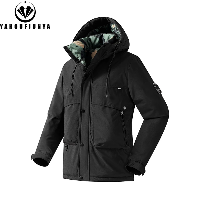

2026 Autumn Winter Men Outdoor Casual Windbreak Hooded Jacket Men Warm Solid Color Water Proof Fashion Brand Jacket Coat Male