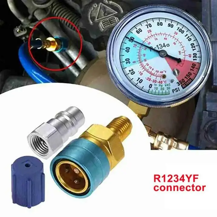 R1234yf إلى R134A الجانب المنخفض مقرنة سريعة محولات النحاس A/C المبردات موصل السائل المفلور لتكييف الهواء سيارة Y3J8 #4