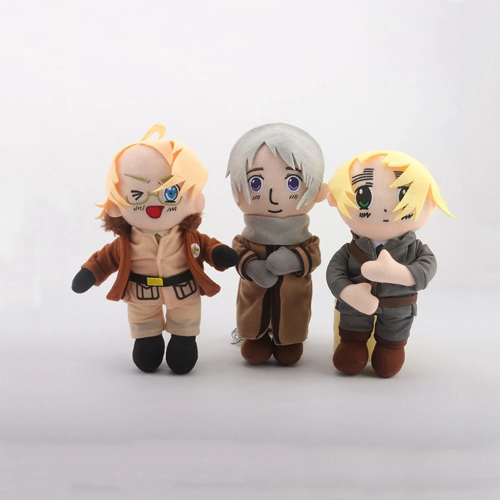 

В наличии: 25-сантиметровые плюшевые игрушки-персонажи из аниме Hetalia Axis Powers, милые мультяшные плюшевые куклы, мягкие фигурки для декора