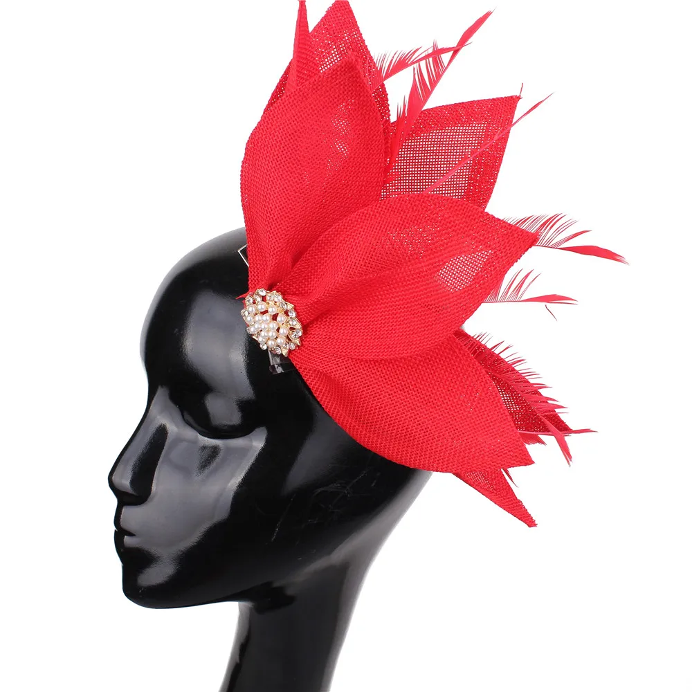 Eleganter Braut-Feder-Fascinator-Haarreif für Damen, Hochzeitskopfbedeckung, Haarschmuck für Kirche, Cocktailparty – Detail 5
