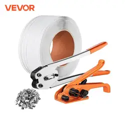 VEVOR Pallet Packaging Strapping Banding Kit with Tensioner Banding Sealer Tool 328ft PP Band 100 Metal Seals for Packing Belt