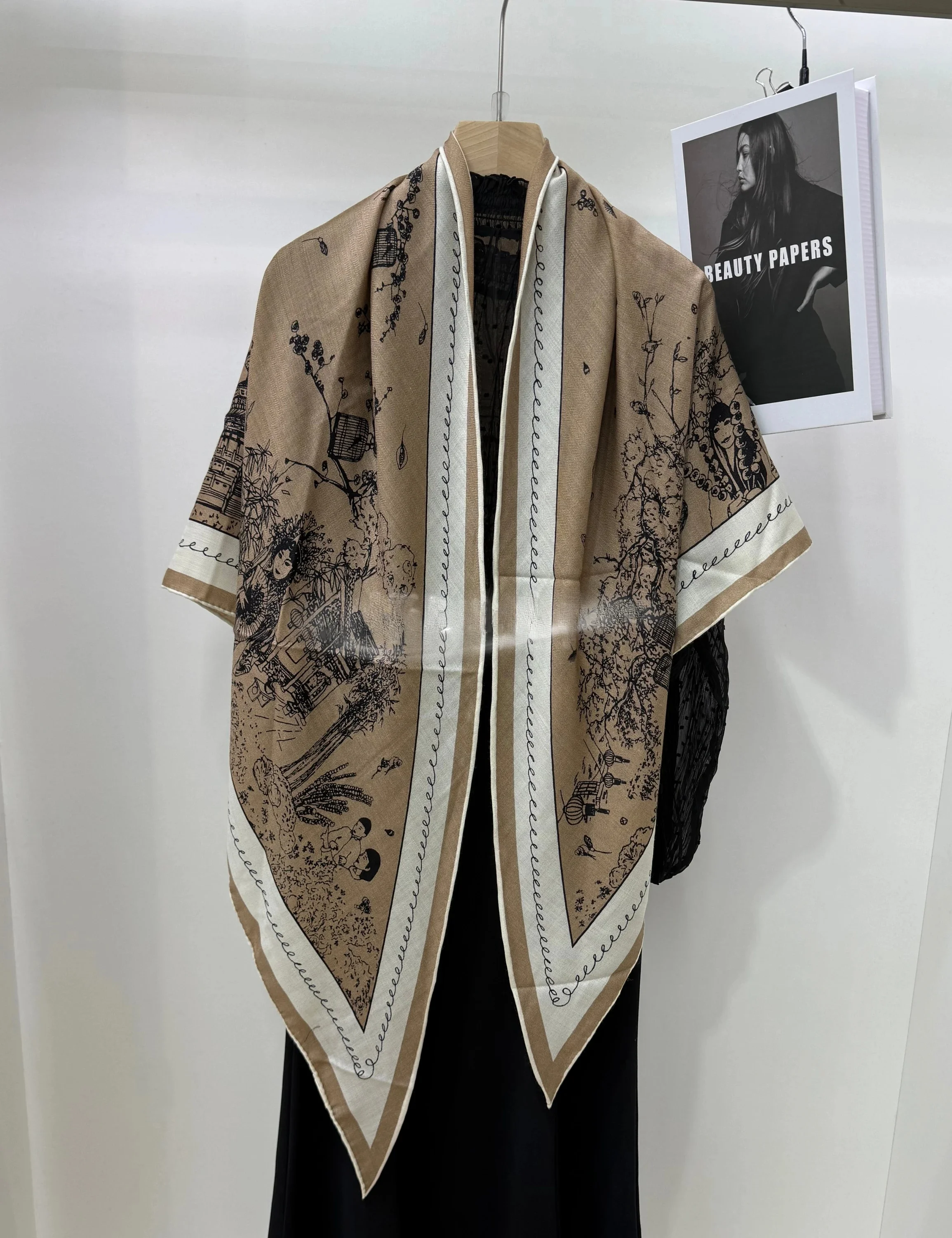 double-sided-printed-silk-wool-blend-large-scarf-panda-design-fashionable-outerwear-shoulder-wrap-spring-autumn-winter