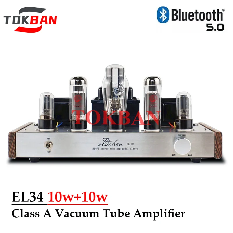 Oldchen EL34 Vacuum Tube Amplifier 10w*2 High Power Bluetooth 5.0 Handmade Class A Amplifier Audio Home Theatre HIFI Amp