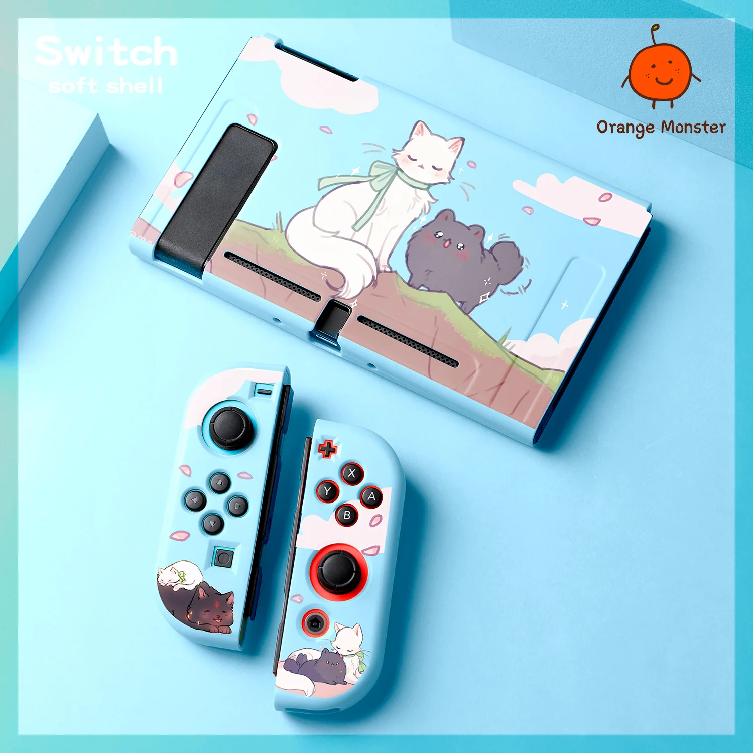 Cute Kawaii Cloud Cat Animal TPU Protective Soft Cover For Nintendo Switch/Oled/Lite Decorative Case Anti-fall Accessories