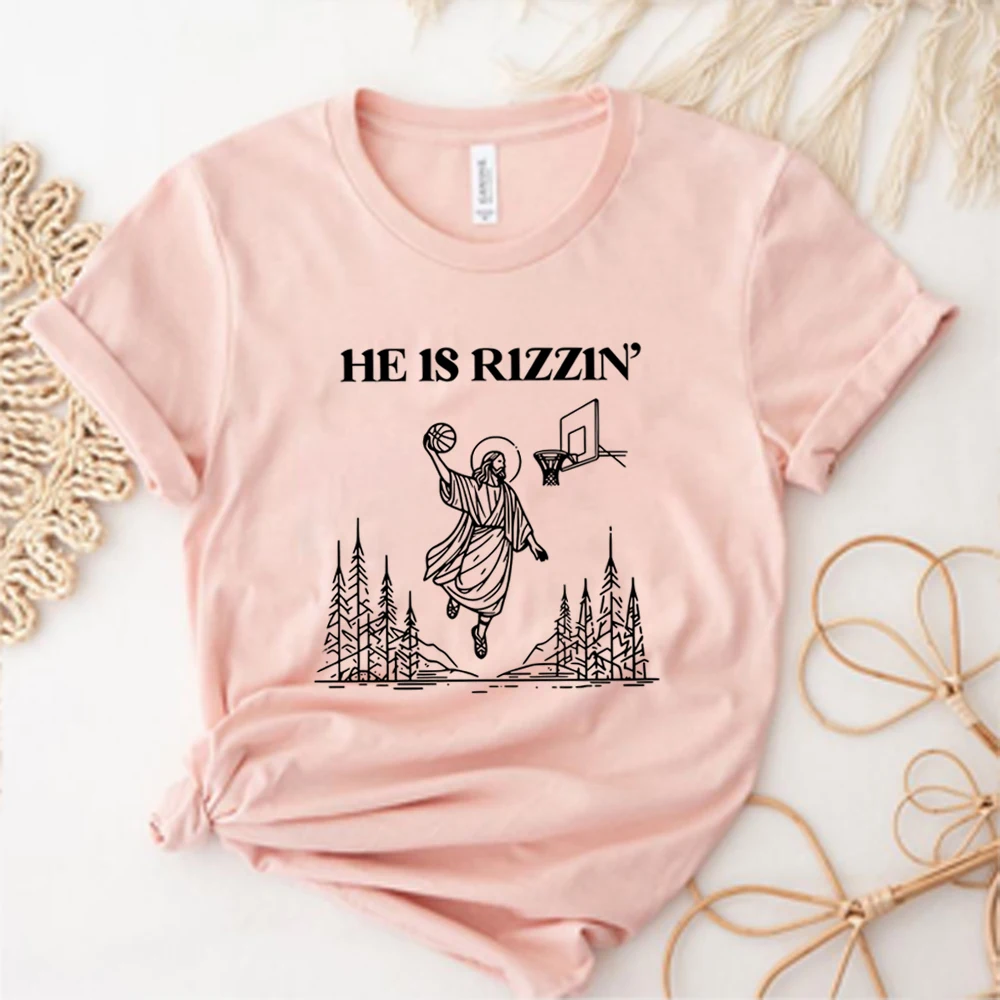Camiseta Vintage de Jesús jugando baloncesto, camiseta divertida de Pascua, camiseta Retro Y2K de fe cristiana, camisetas cristianas Unisex