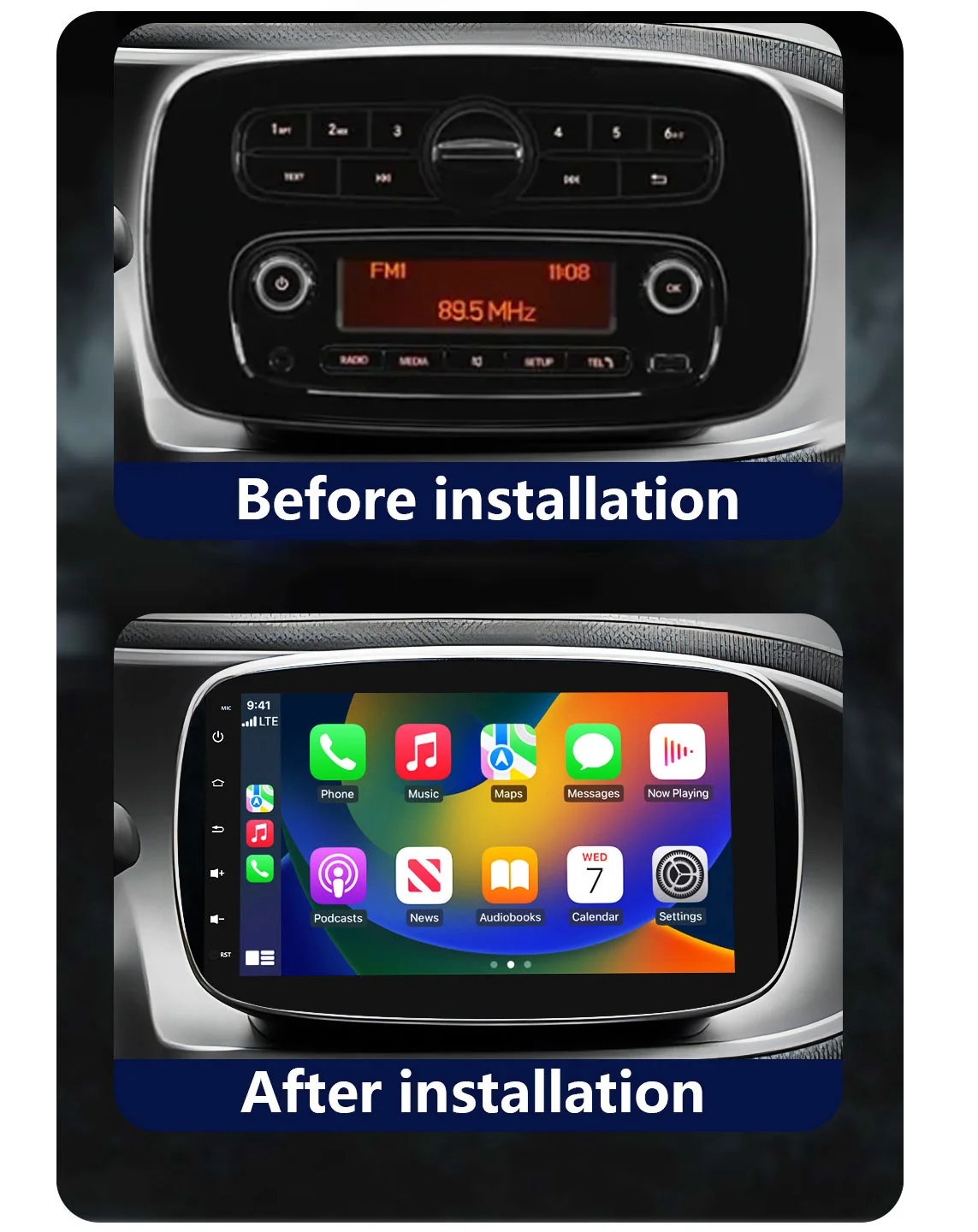 CHSTEK Wireless For Mercedes Benz Smart Fotwo 3 W453 A453 C453 Carplay 9