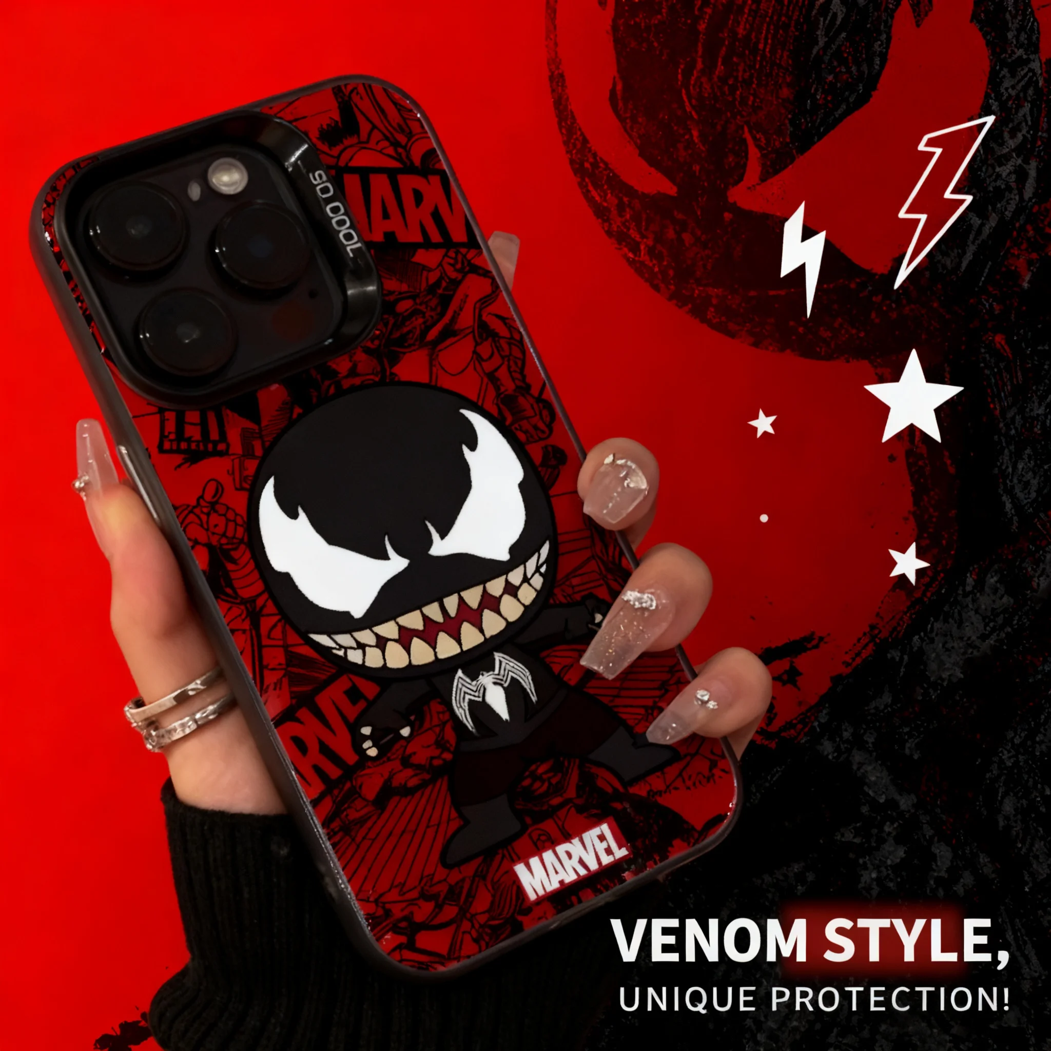 

Black Venom iPhone 17 Air Case Compatible with iPhone 16 15 14 13 Pro Max Plus Anime Design for Women Men Shockproof Slim Matte