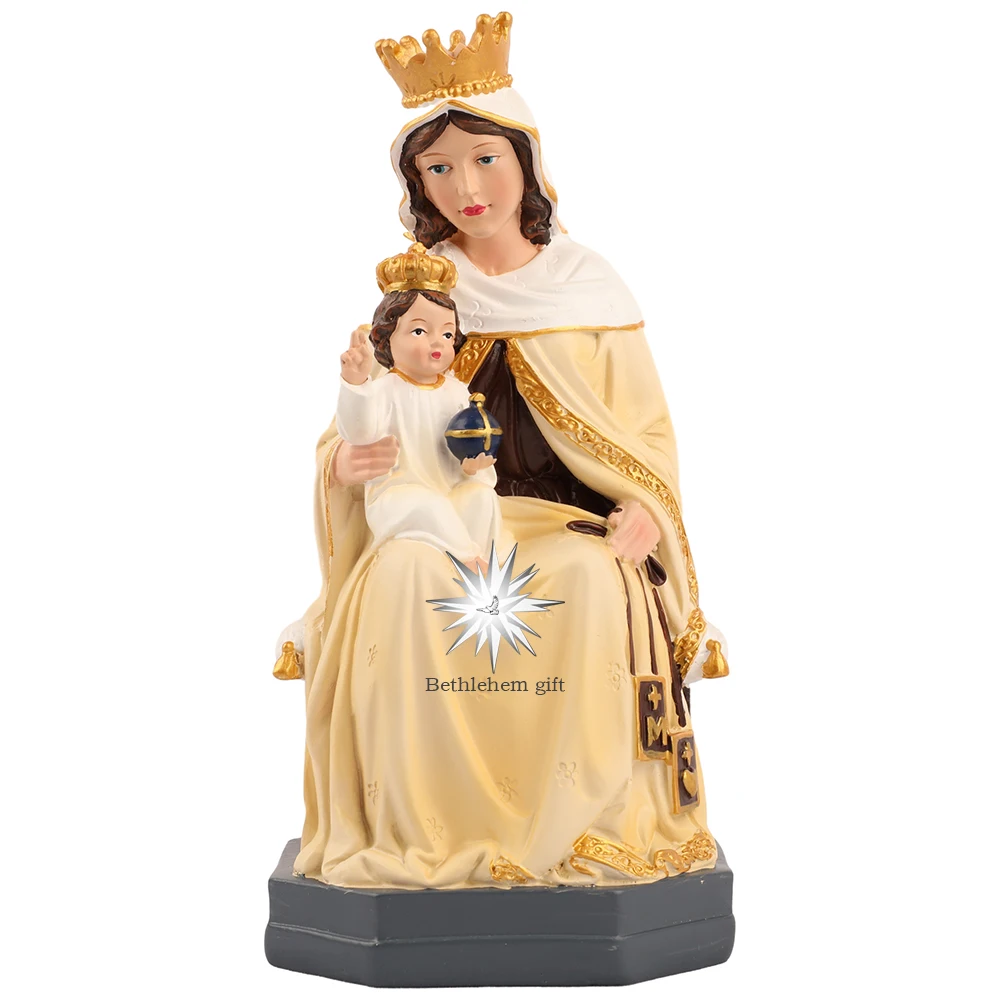 20cmH Our Lady of Mount Carmel Virgin Mary & Child Statue Sculpture Holy Figurine for Home Catholic Decorative Ornament