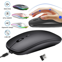 Wireless Mouse Bluetooth USB 2.4GHz Dual Modes Rechargeable RGB Ergonomic Silent Click For PC Computer Laptops Mobile Phone iPad