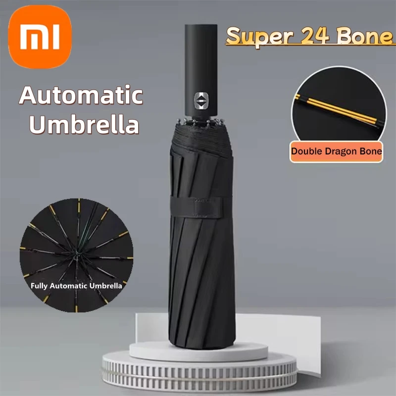 Xiaomi 24 Bone Automatic Umbrella Collapsible Large Size Format Outdoor Sunshade Solid Color Automatic Umbrella UV Protection