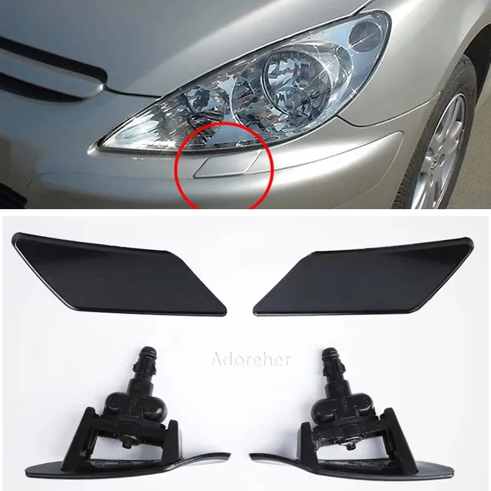 Compatible for Peugeot 307 Auto Parts Car Left and Right Front Headlight Washer Spray Nozzle Cover Washer Jet Cap