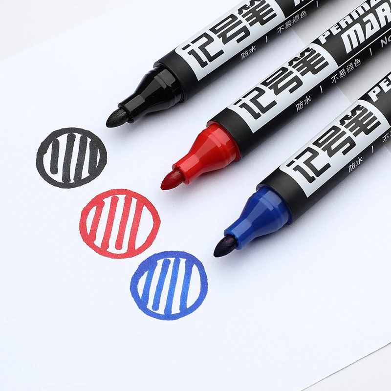 10pcs/lot 2mm thick pen tip Permanent Paint Marker Pen Oily Waterproof Black Pen for Tyre Markers Quick Drying Signature Pen