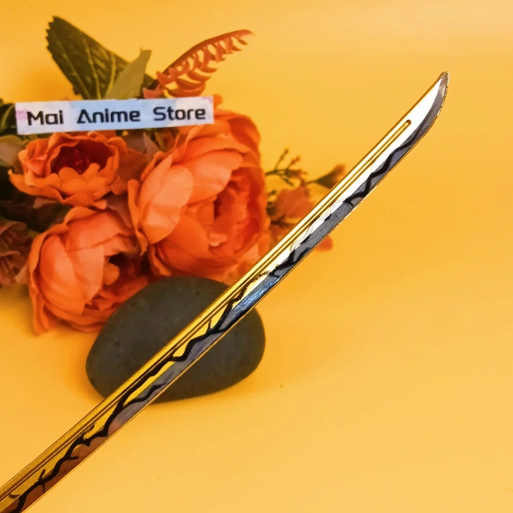 Espada de três peças roronoa zoro katana, 10 polegadas, lâmina de faca ninja, sabre samurai, anime, metal zoro, mini espada katana, brinquedo afiado, presente