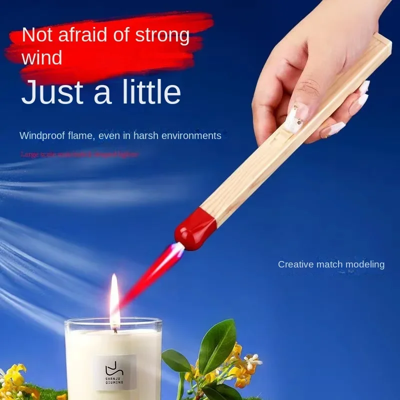Long Matchstick Style Lighter Windproof Butane Torch Inflatable Lighter Household Aromatherapy Kitchen Gadget Daily Necessities