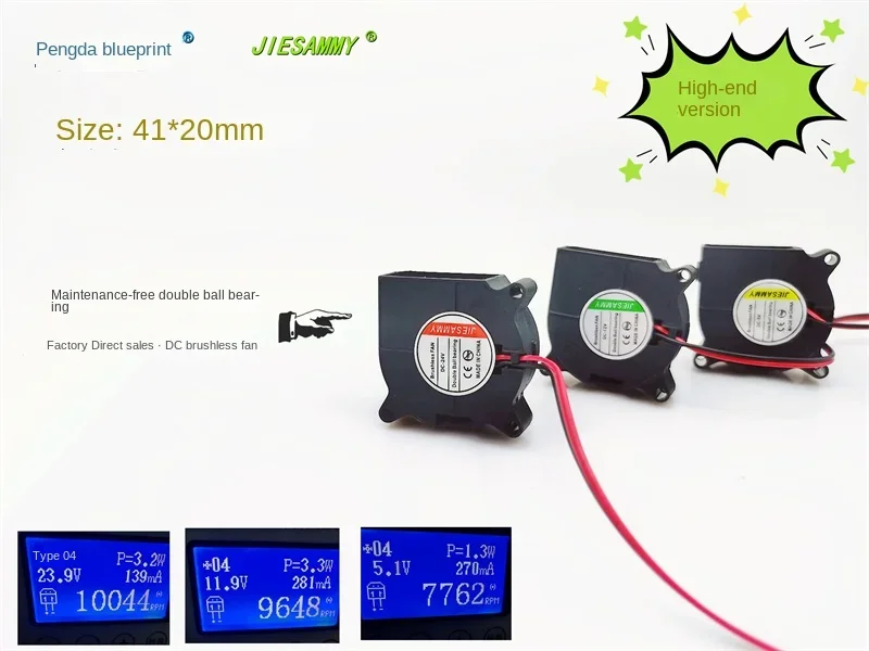 JIESAMMY Double Ball 4020 Turboblower 4CM High Air Volume 24V12V5V Printer Cooling Fan