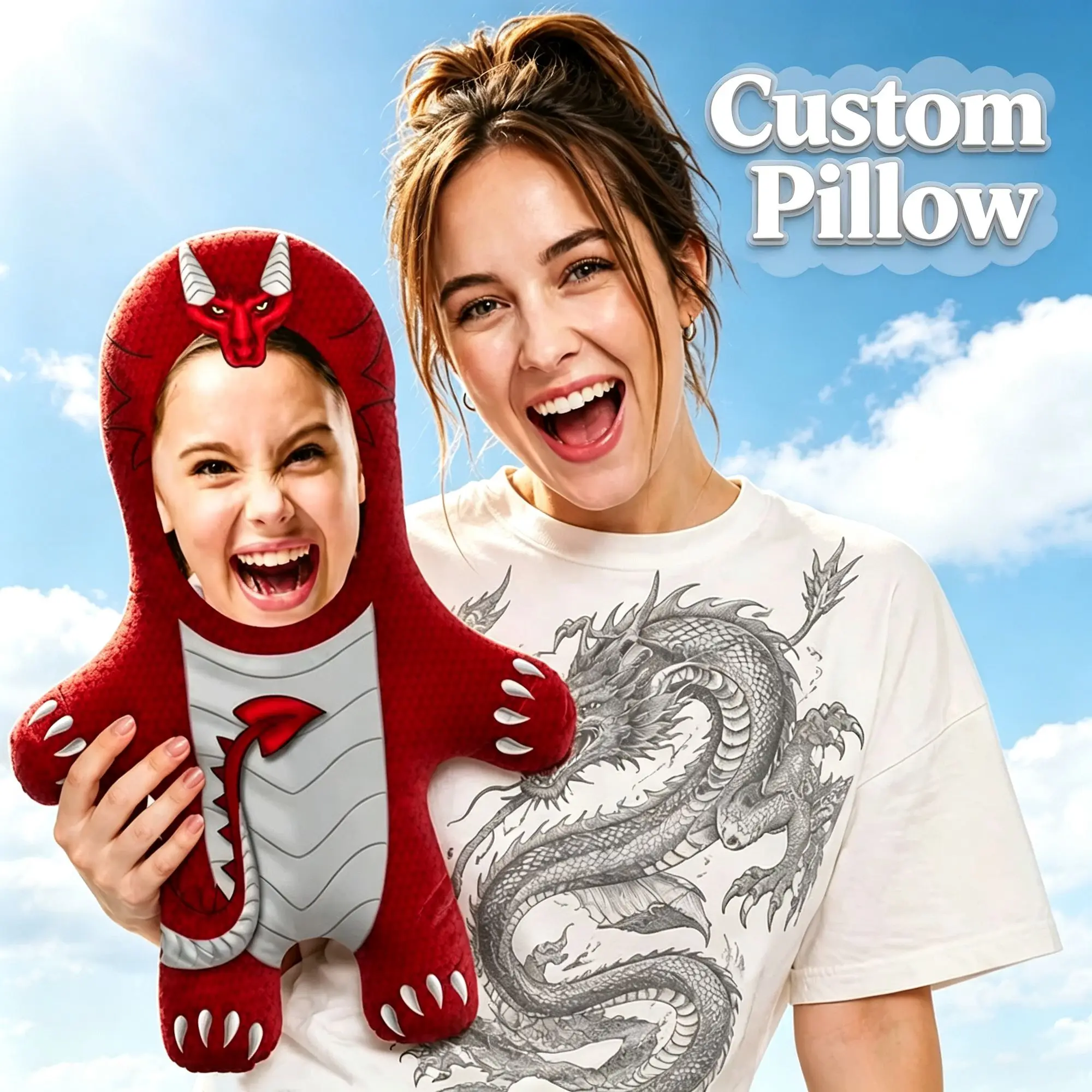 Customized Personalised Dragon Stuffed Throw Pillow  Pillows and Cushions Humorous Cushion for Bedroom Bed Unique Anniversary