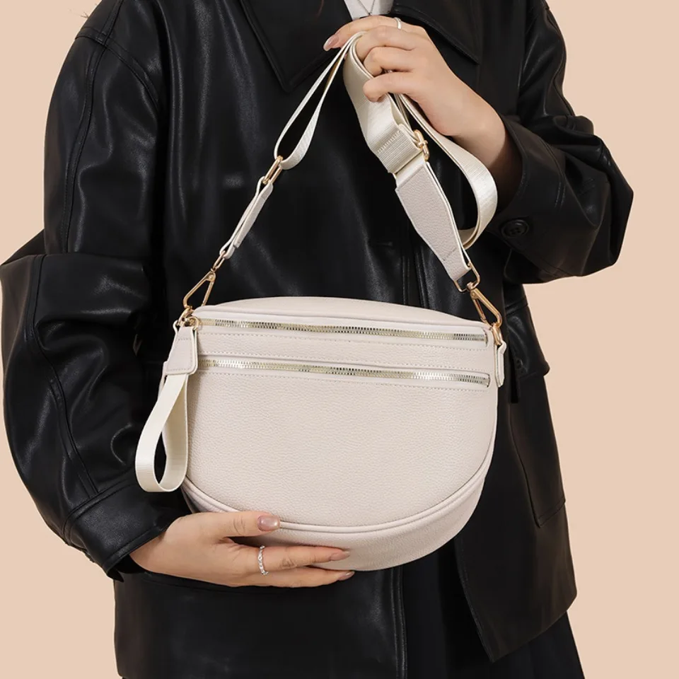 100% Top Layer Genuine Cowhide Leather Saddle Bag Luxury Handbags Women Bags Designer Crossbody Shoulder Bags for Women Commute