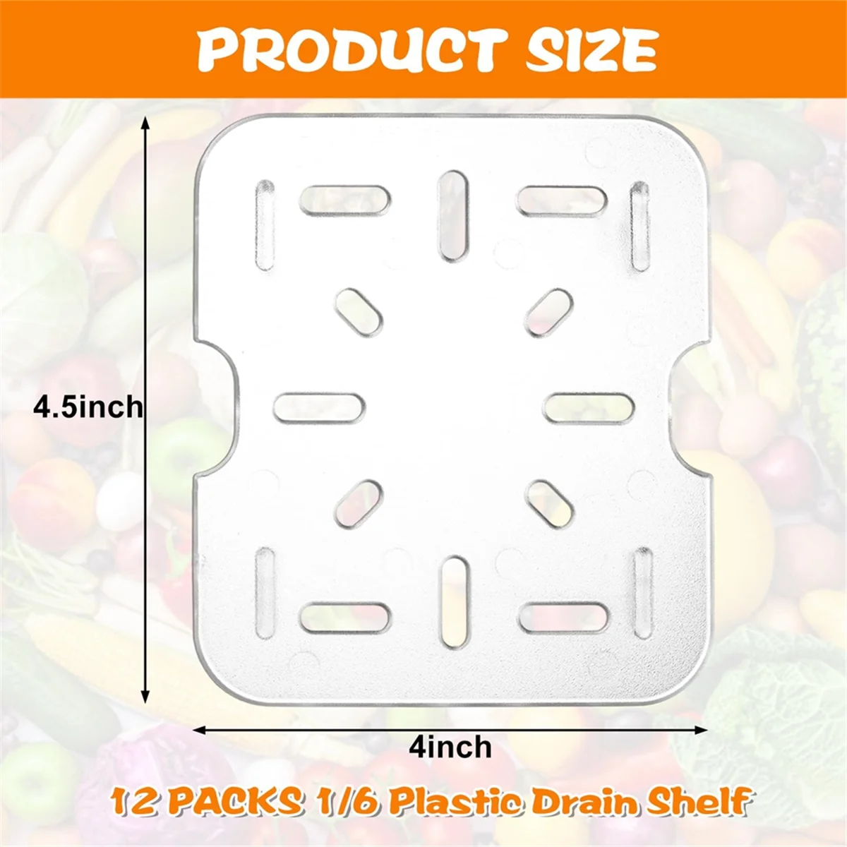 12 PCS Plastic Drain Shelf for 1/6 Size Food Pan Clear Plastic Grate Acrylic Food Drain Trays Plastic Drain Pan