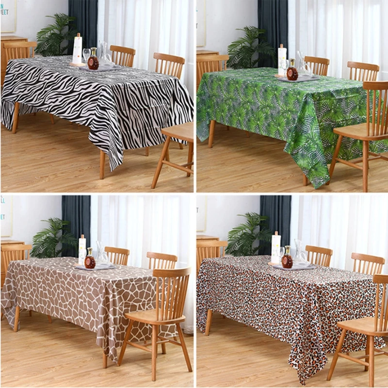 1PCS Disposable Table cloth Animal Striped Tablecloth Animal Jungle Safari Party Kids Birthday Party Supplies Table Cover Decor