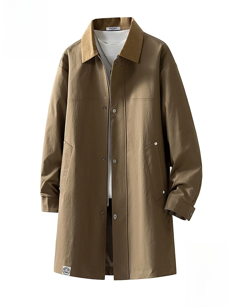 

PaulFrank Mid-Length Casual Men's Jaet Loose Fit Windbreaker Pure Color Large Mouth Monkey Design Autumn New Sle