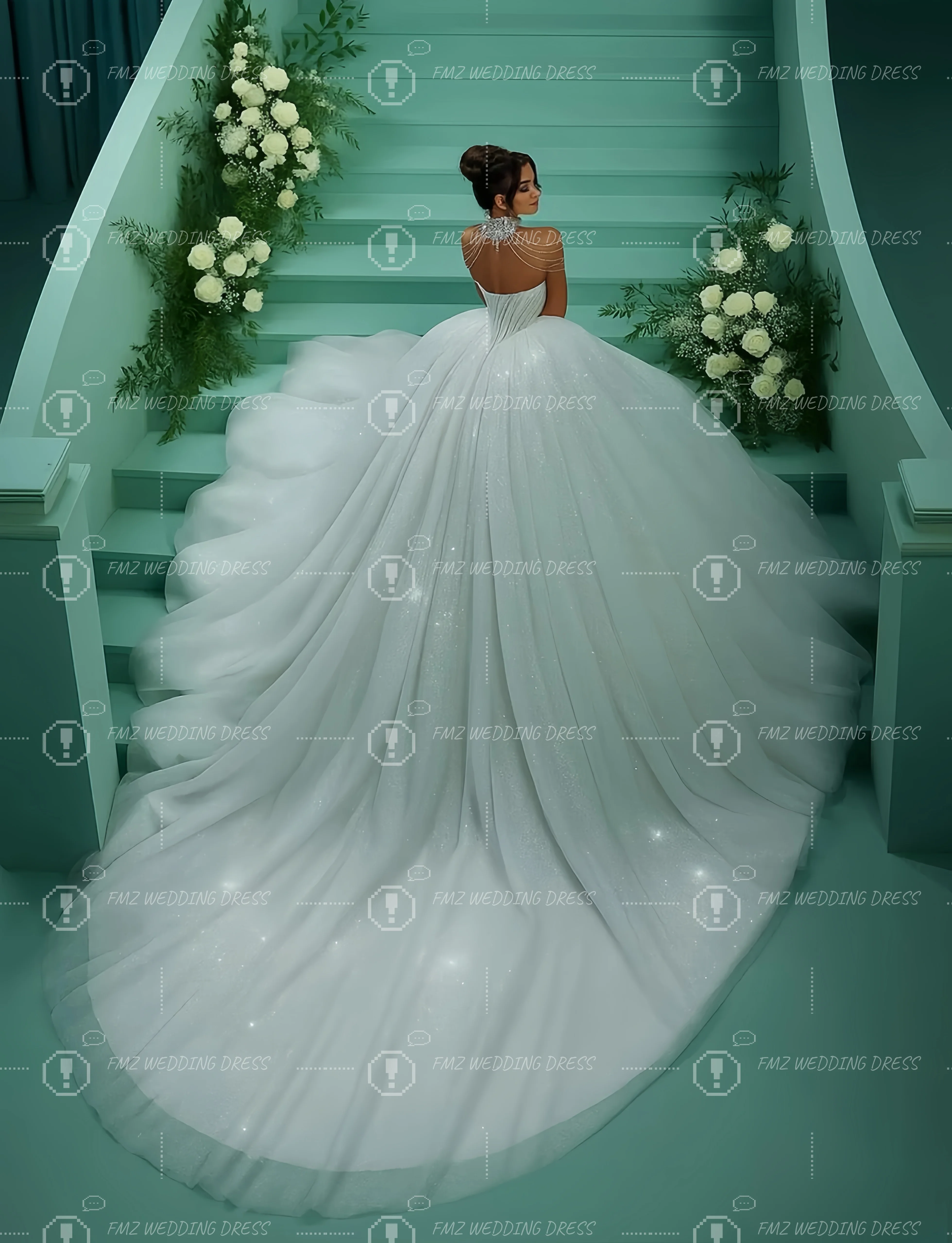 Customzied V-neck sleeveless Ball Gown splendid wedding dress vestidos de novia amanda novias amanda novias official