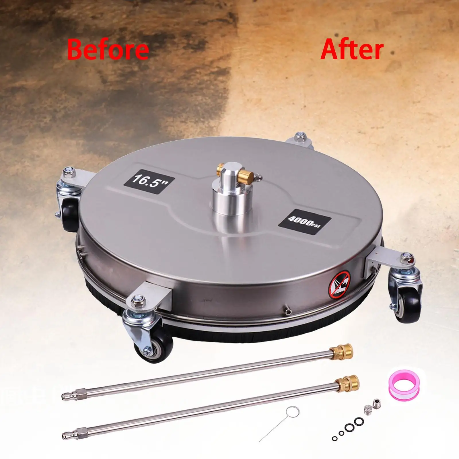 Pressure Washer Surface Cleaner 4000 PSI High 6.5inch Power Washer Accessory 1/4