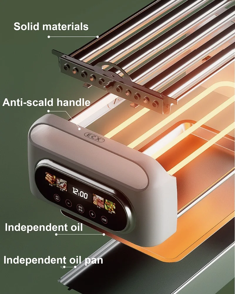 550W Home Automatic Sausage Machine Barbecue Machine Hot Dog Skewers Non-stick Barbecue Grill Steak Frying Pan Kebab Grill view 6