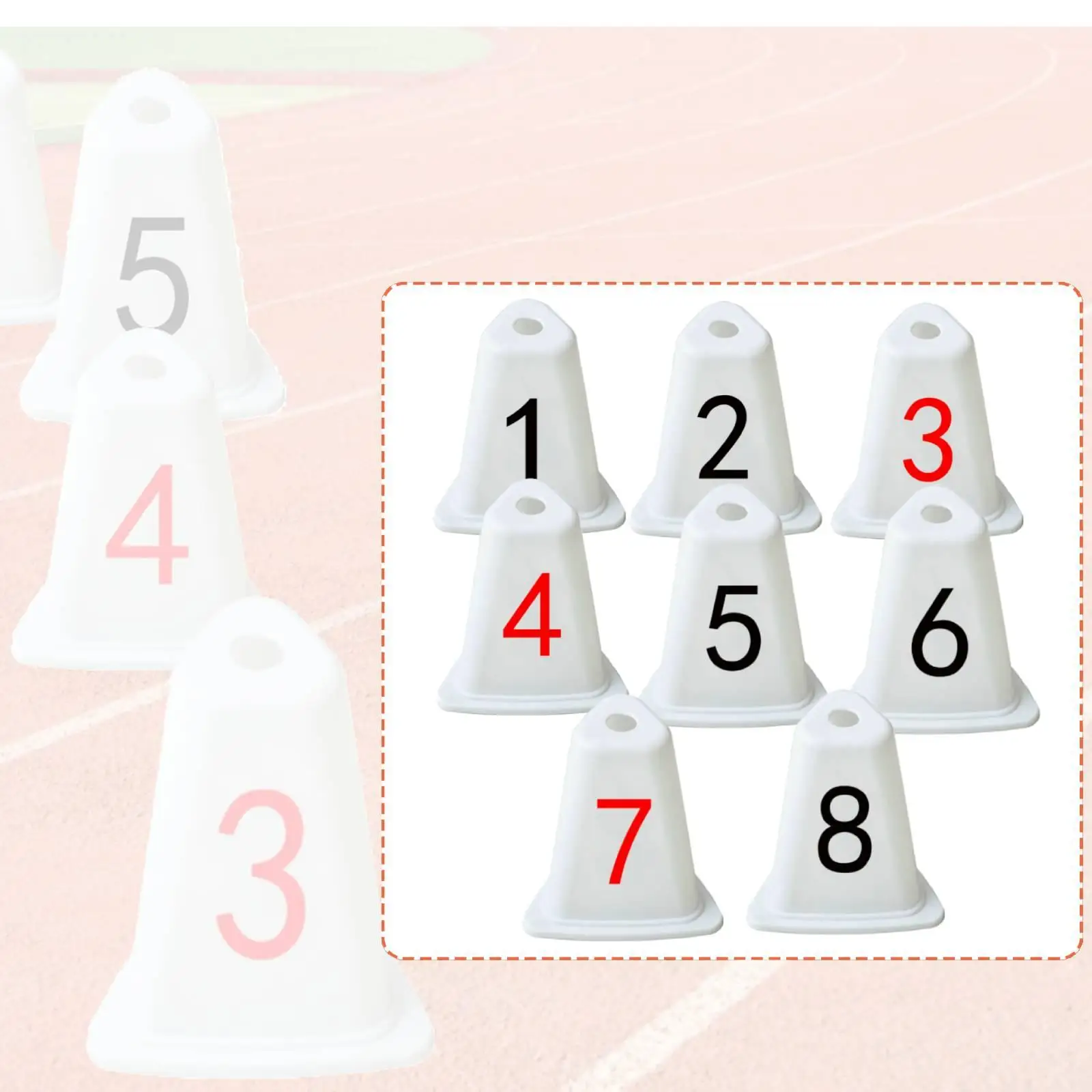 Athletic Track Lane Number Cone Sturdy ABS Training Marker for Running and Relay Competition