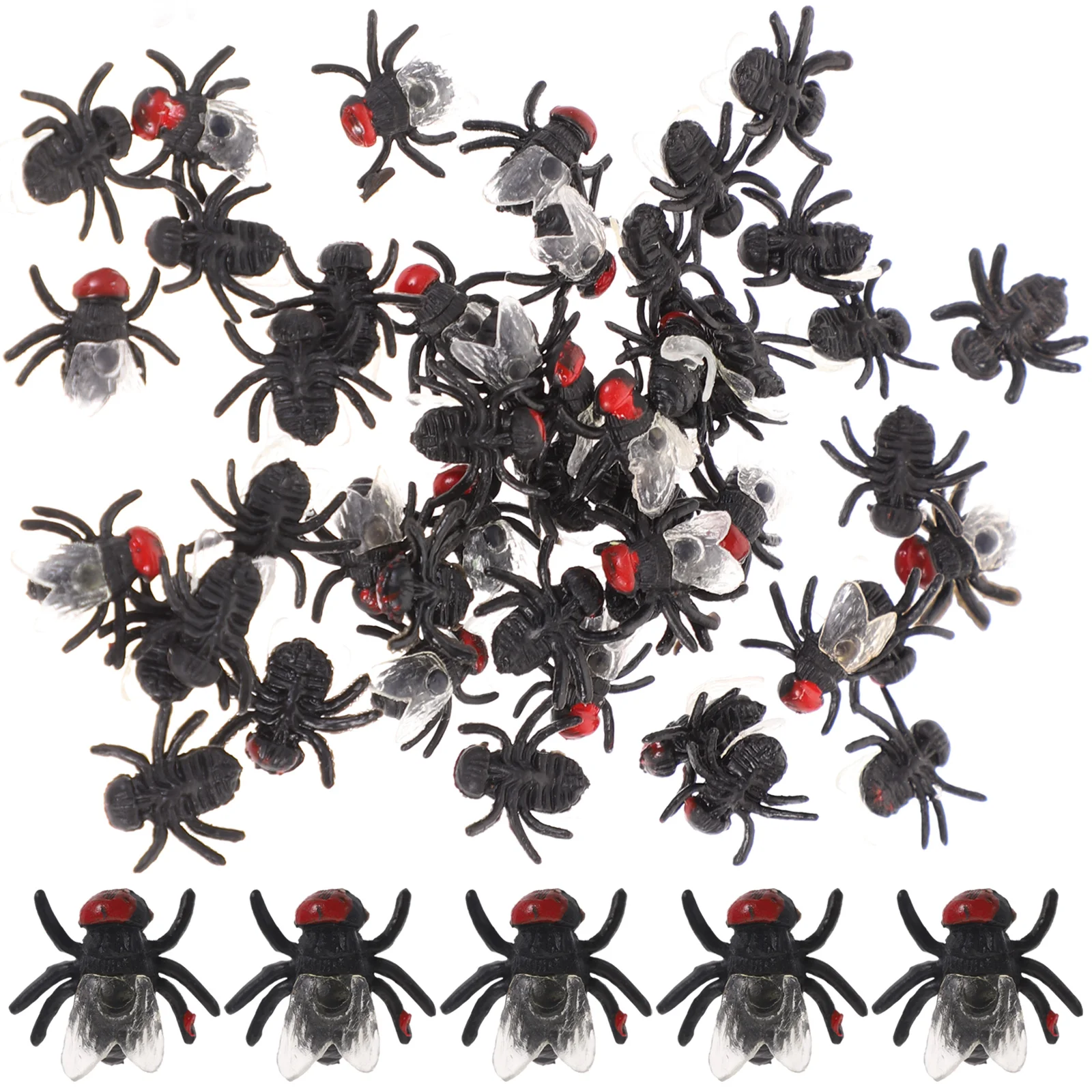 

50 Pcs April Fools Day Tricky Props Halloween Toys Fake Fly Artificial Fall Decor for Kitchen