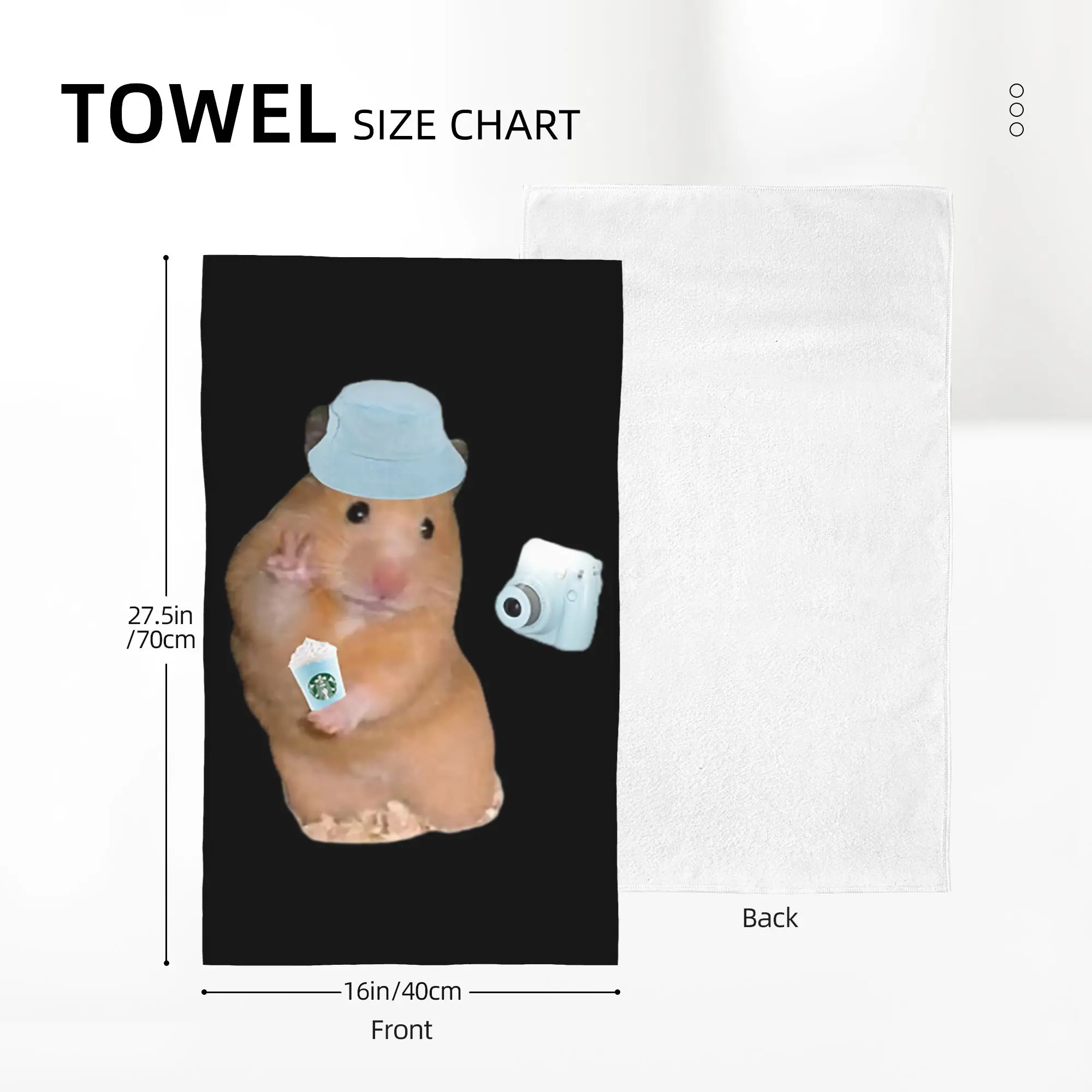 Custom Peace sign hamster meme with camera Soft Face Towel Quick Dry Pool Bath Cotton Towels Breathable