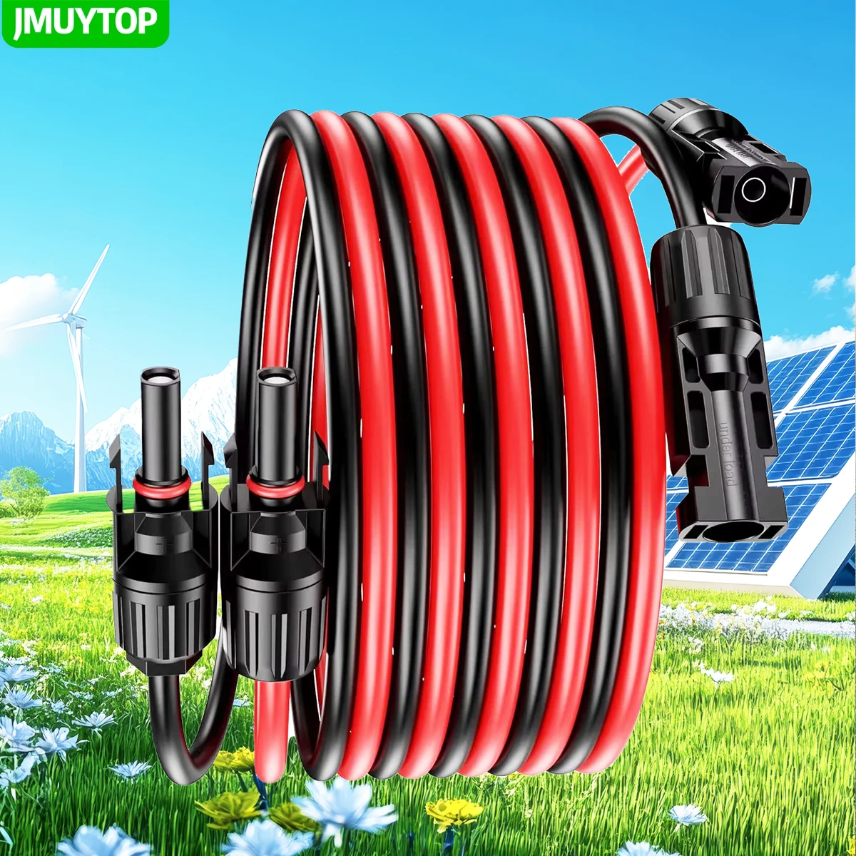JMUYTOP 10AWG 6mm2 Solar Panel Extension Cable 16FT/5M For Jakery/Renogy/Anker/EF ECOFLOW/ BougeRV Photovoltaic solar charger