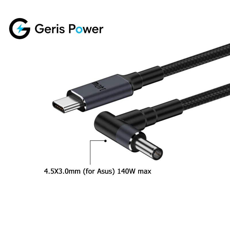 Type C USB C PD to DC 4.5X3.0mm 65W 90W 140W Laptop Charging Cable Cord for Asus Q524 Q524U Q524UQ Q534 Q534U Q534UX UX533FD