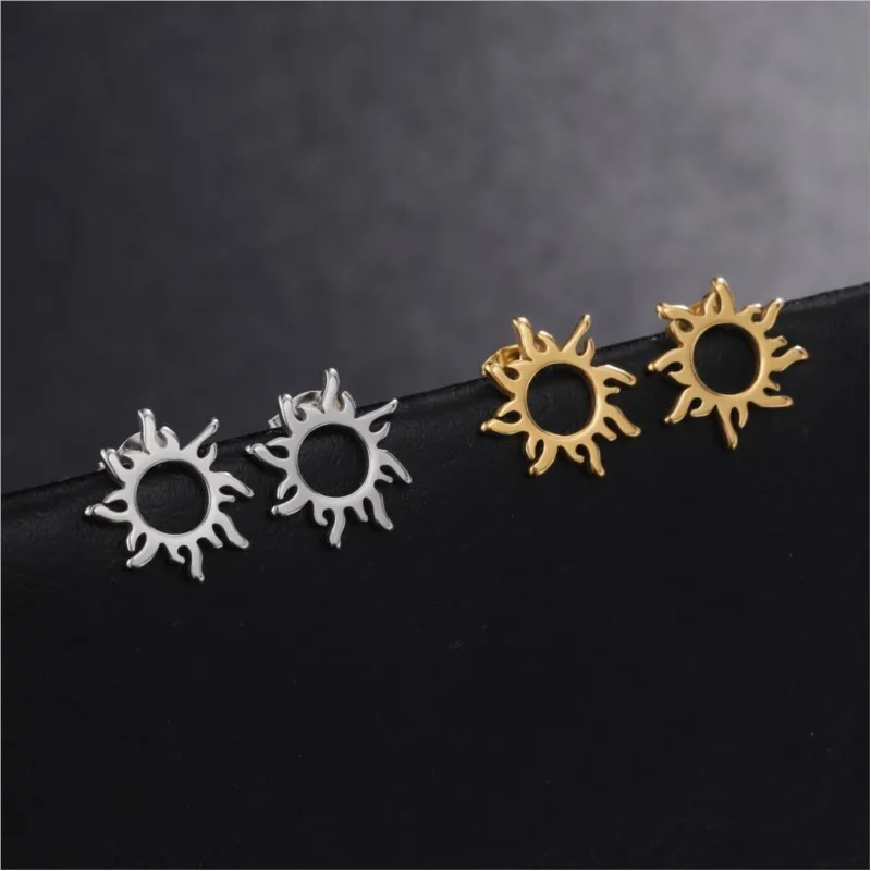 316L Stainless Steel Sun Totem Stud Earrings for Women 2024 New Fashion Classic Earring Jewelry Gifts