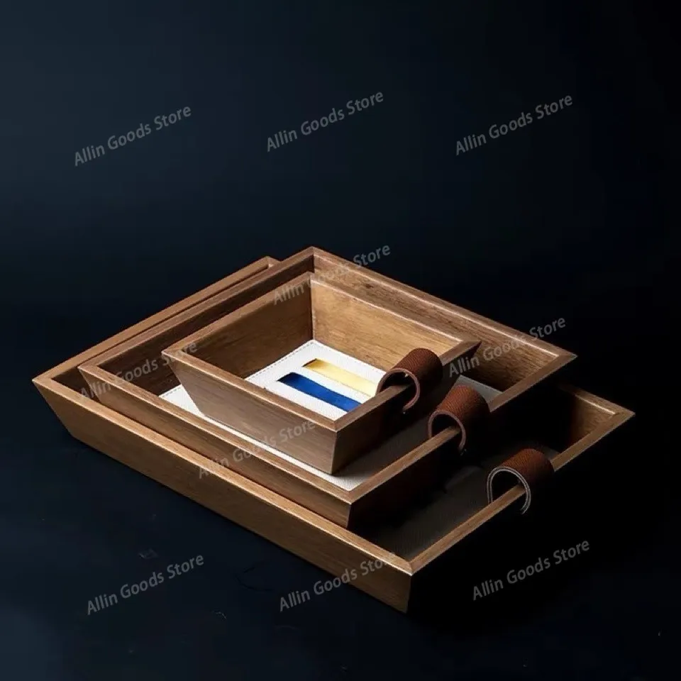 Berlin Apartment Series First Layer Fiber Leather Color Matching Ribbon Tray, Jewelry Tray