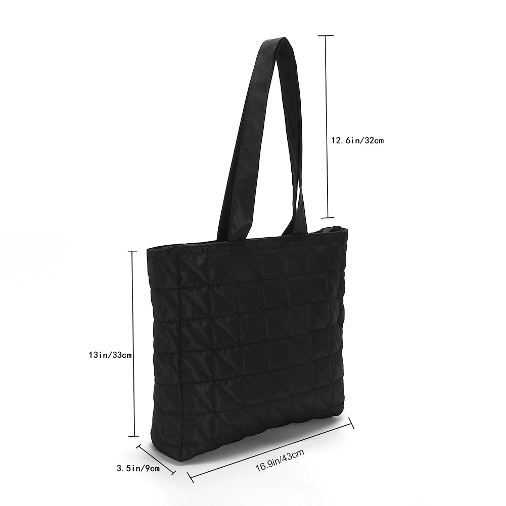 Casual Ladies Tote Handbags Rhombus Pattern Cotton Padded Top-handle Bags Large Capacity Solid for Travel Work Female Purse