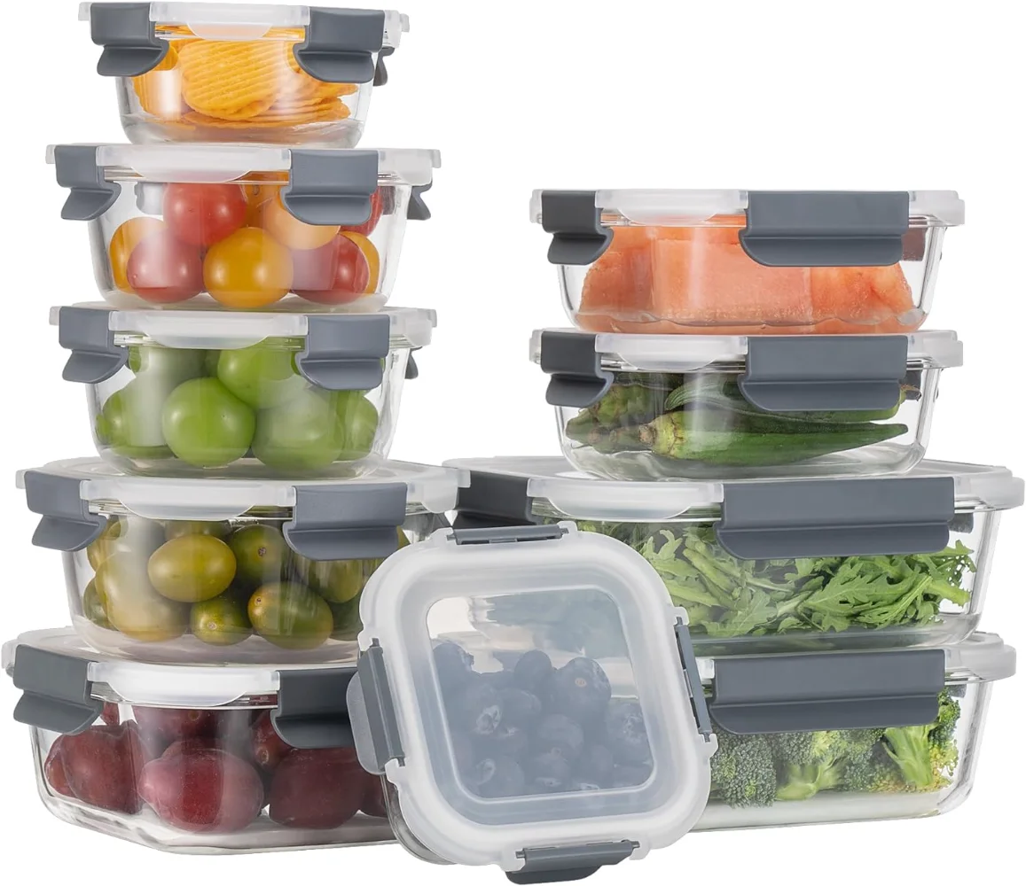 

Glass Food Storage Containers with Airtight Lids, Glass Meal Prep Containers for Lunch Food Storage with Lids