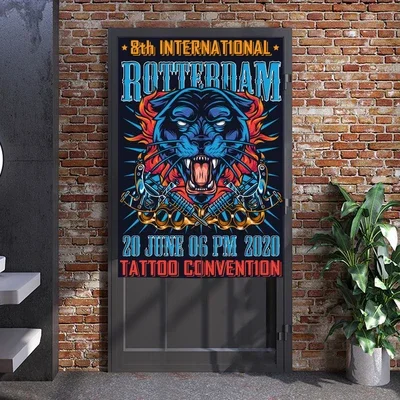 Póster de tatuaje Vintage, cortina de puerta para niña con rosas y esqueleto, calavera, partición de cocina para dormitorio, cortina decorativa Noren