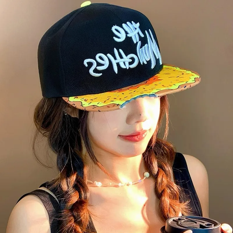 Donut Flat Top Baseball Cap Bucket Hat Unisex Embroidered  Wide Brim Adjustable Sunscreen Hat Street Dance Hip Hop Hat Board Hat