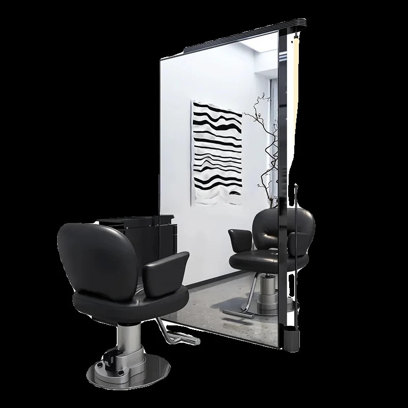 

High-end barber shop mirror table barber shop single and double-sided stainless steel floor mirror