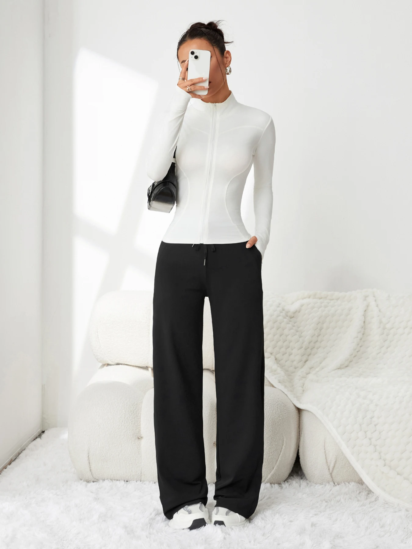 Pantalones de seda de hielo para mujer, pantalones de pierna ancha suaves, cómodos y transpirables, nuevos pantalones informales adelgazantes de cintura alta