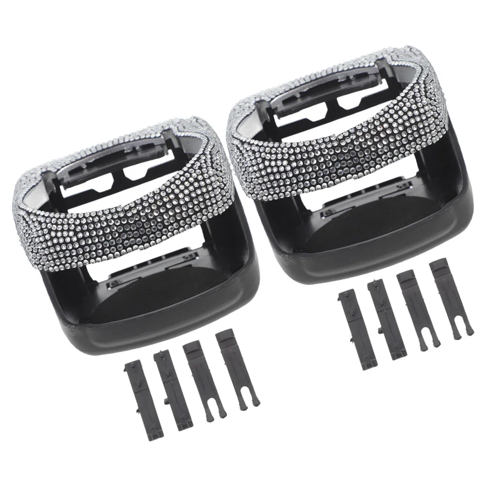 

2 Pcs Multifunction Car Water Cup Holder Bottles Rhinestones Air Vent Drink Mount