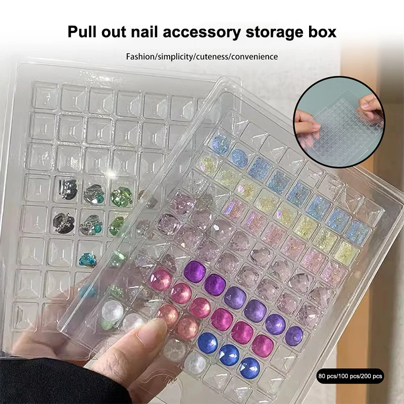 Pull Out Nail Accessory Storage Box Wearing Armor Storage Box Diamond Box Packaging Box Gem Box Nail Salon Display Tools