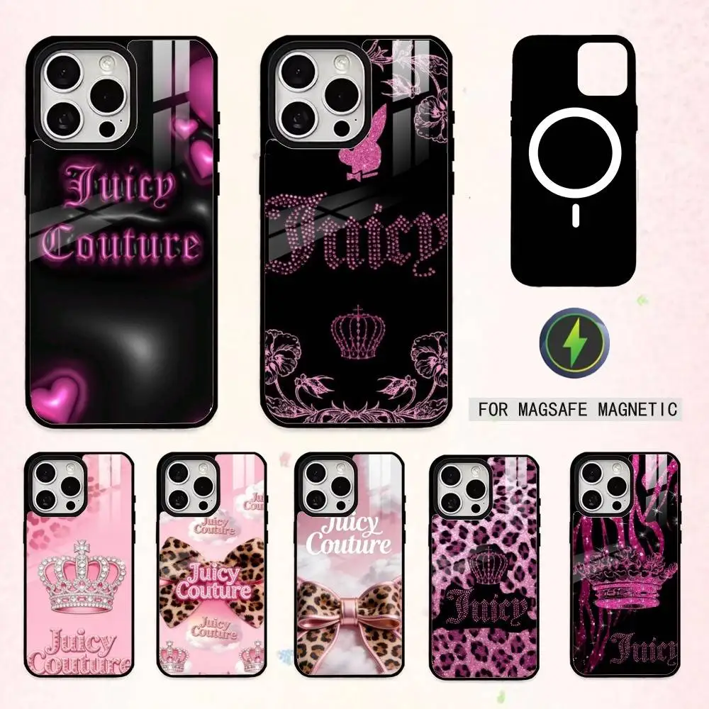 

Y-Y2K Vintage J-Juicy C-Couture Phone Case For iPhone17,16,15,14,13,12,11 Plus,Pro Max Magnetic For Magsafe Wireless Charging