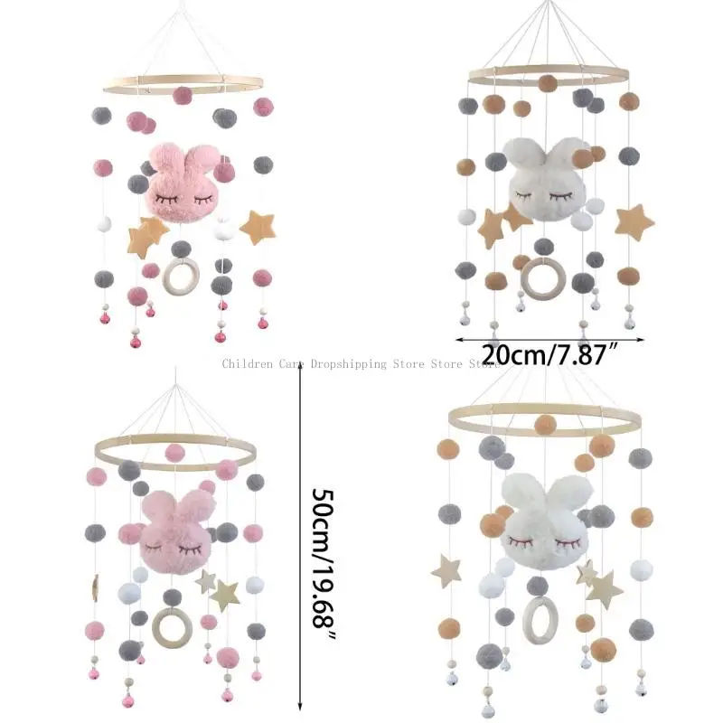 Bed Ornament Toy Wooden Hanging Rattle Crib Mobile Toy Baby Stroller Decoration